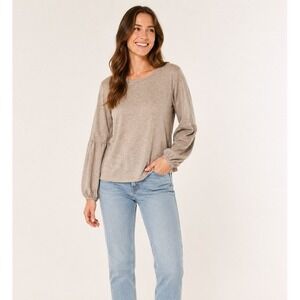 Bobeau Top Womens Large Tan Soft Cotton Blend Dolman Sleeve